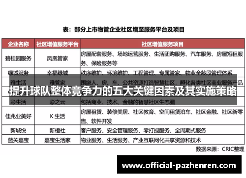 提升球队整体竞争力的五大关键因素及其实施策略