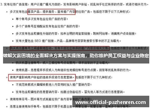 破解欠薪困境的全面解决方案与实操指南，助你维护员工权益与企业稳定